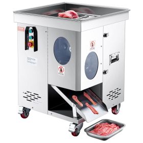 VEVOR Meat Cutter Machine, 1100W Meat Slicer, 1102 lb/h Commercial Meat Cutting Machine, Stainless Steel, 5 mm Thickness, Detachable Blades