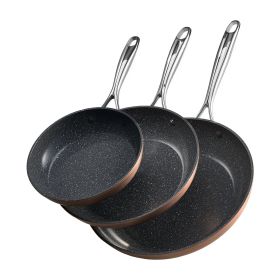 VEVOR Frying Pan Skillet, Aluminum Egg Fry Pans, 3 Piece (8, 10, 12 in), Nonsitck Ceramic Heavy-Duty Skillets with Heat-Resistant Handle
